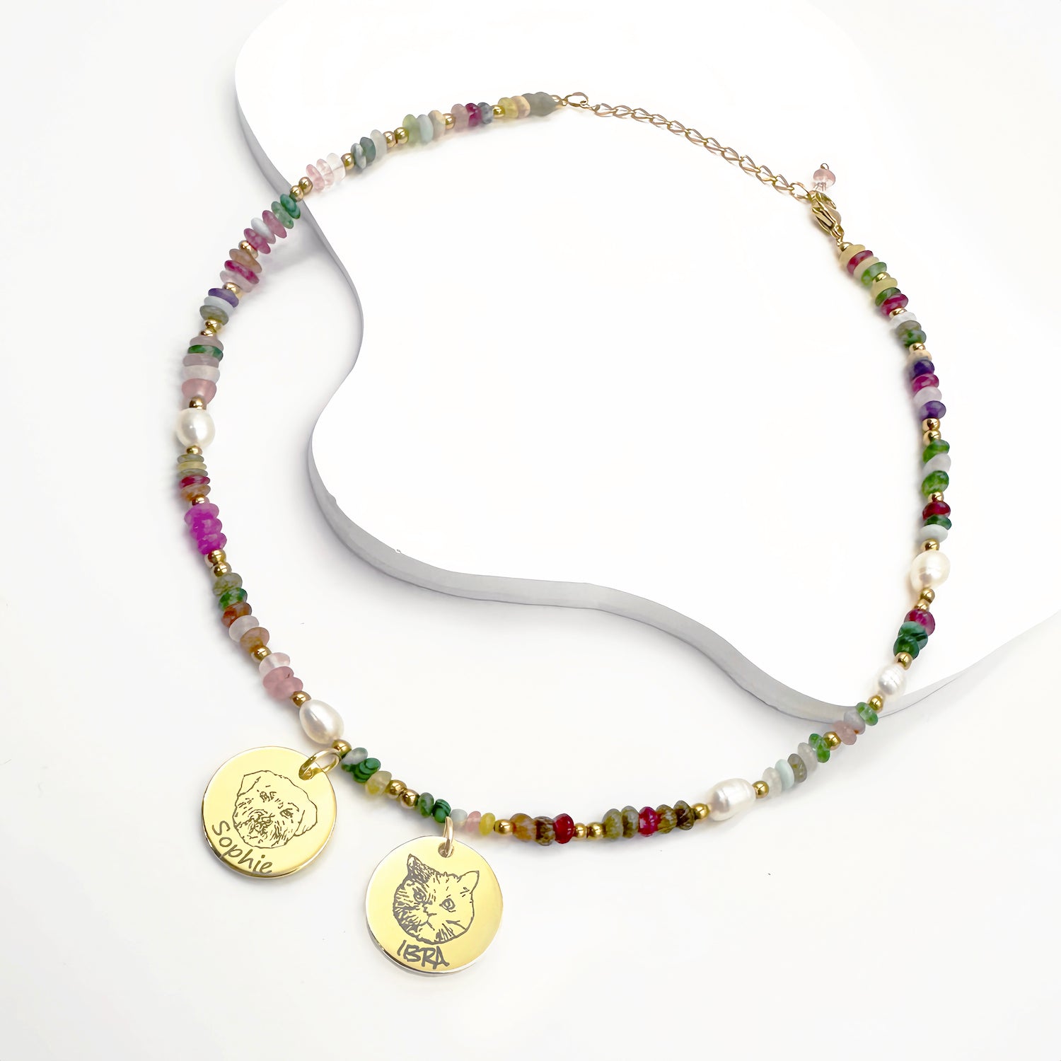 Boltiesd™ Custom Pet Necklace With Natural Stones And Pearls - Boltiesd™