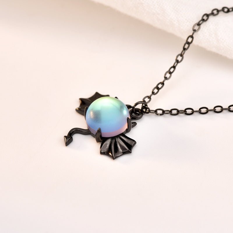 Boltiesd™ Dark Bat Moonstone Necklace in Sterling Silver S925 for Halloween - Boltiesd™