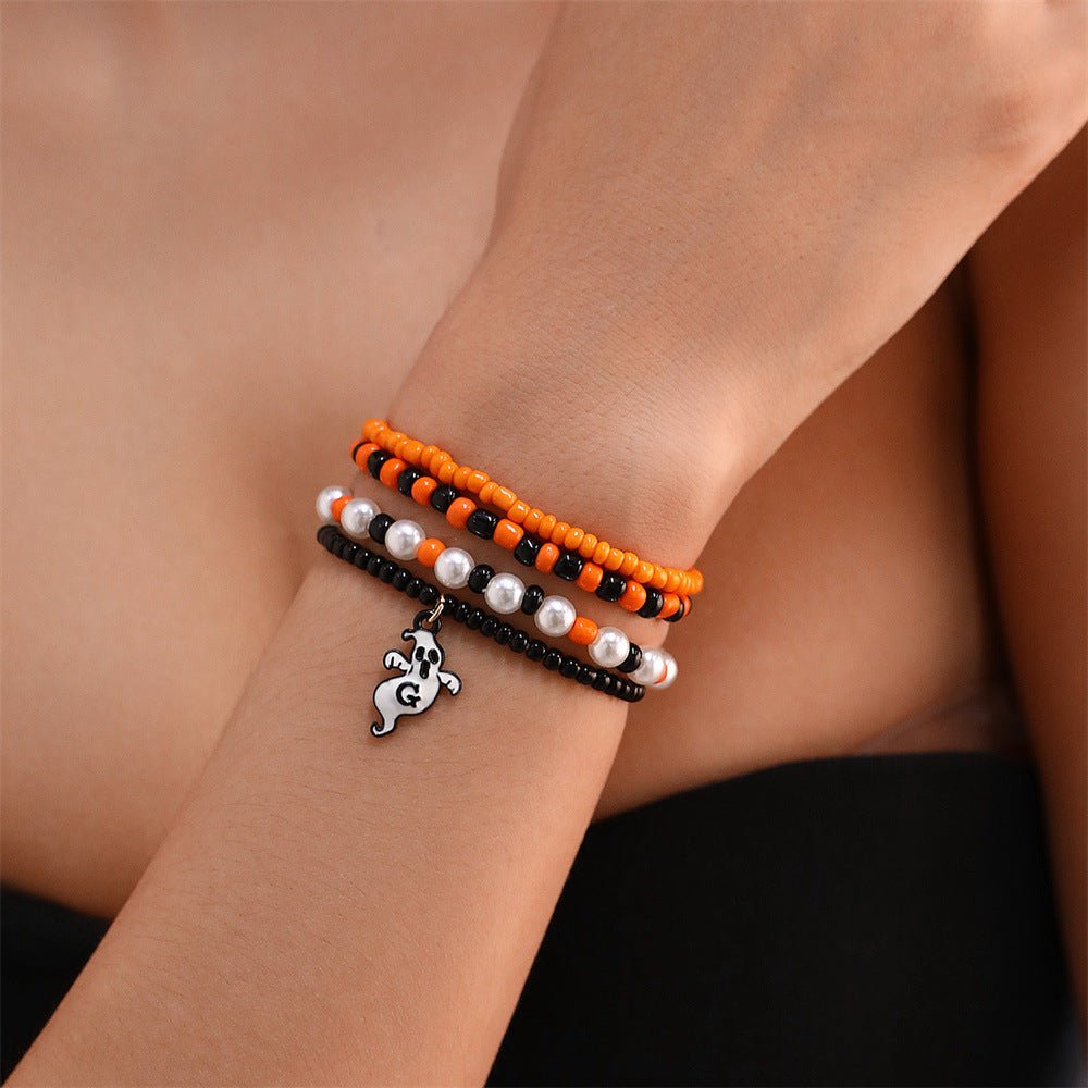 Boltiesd™ Girl Skull Pumpkin Bat Pendant Leather Bracelet for Halloween - Boltiesd™