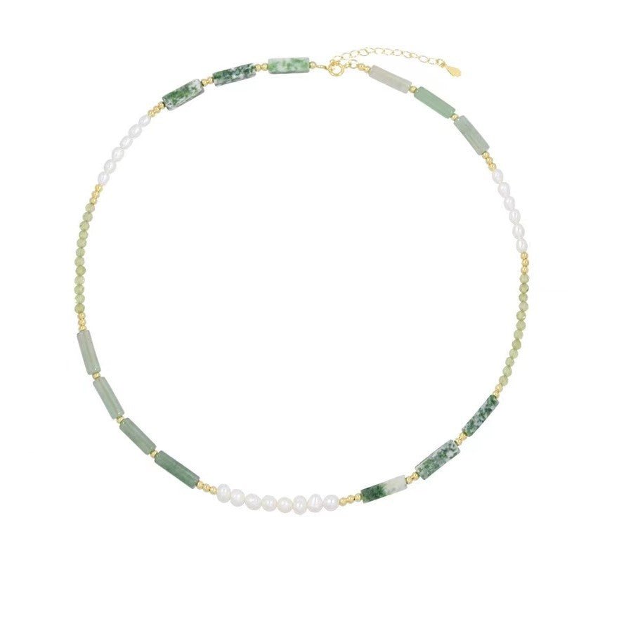 Boltiesd™ Green Stone And Natural Pearl Necklace - Boltiesd™