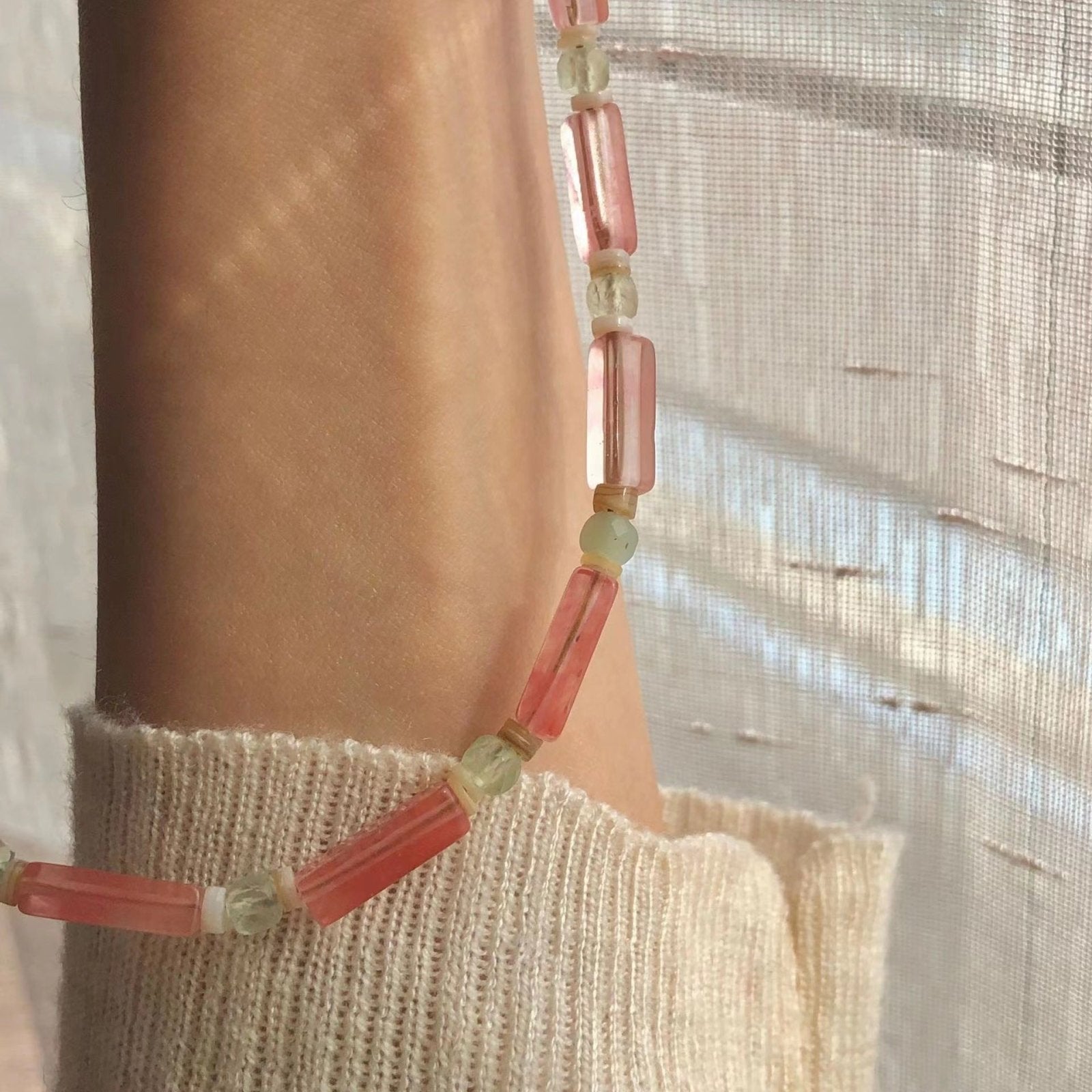 Boltiesd™ Natural Stone Necklace With Fresh Watermelon Boing Boing Ethnic Style - Boltiesd™