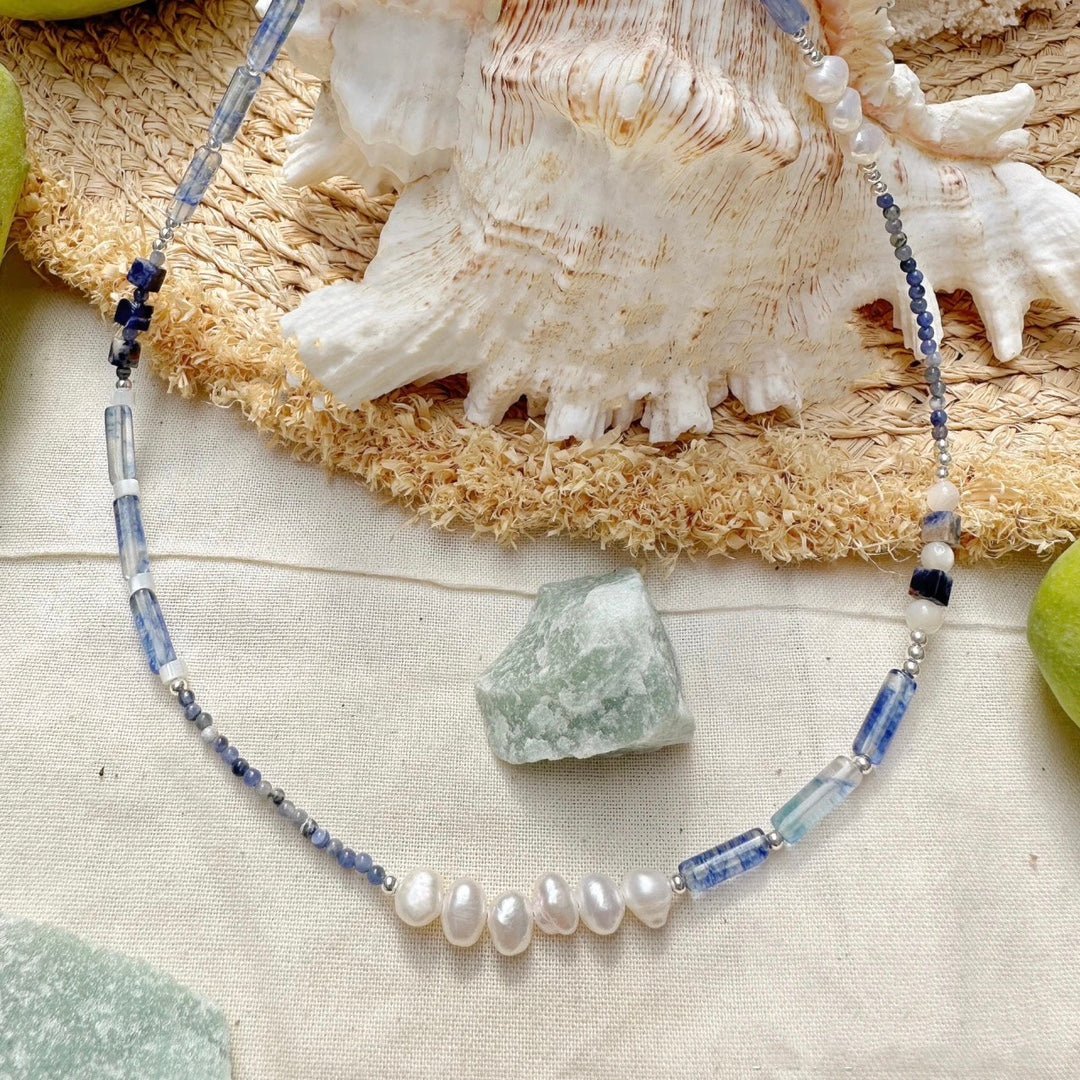 Boltiesd™ Blue Stone And Natural Pearl Necklace - Boltiesd™