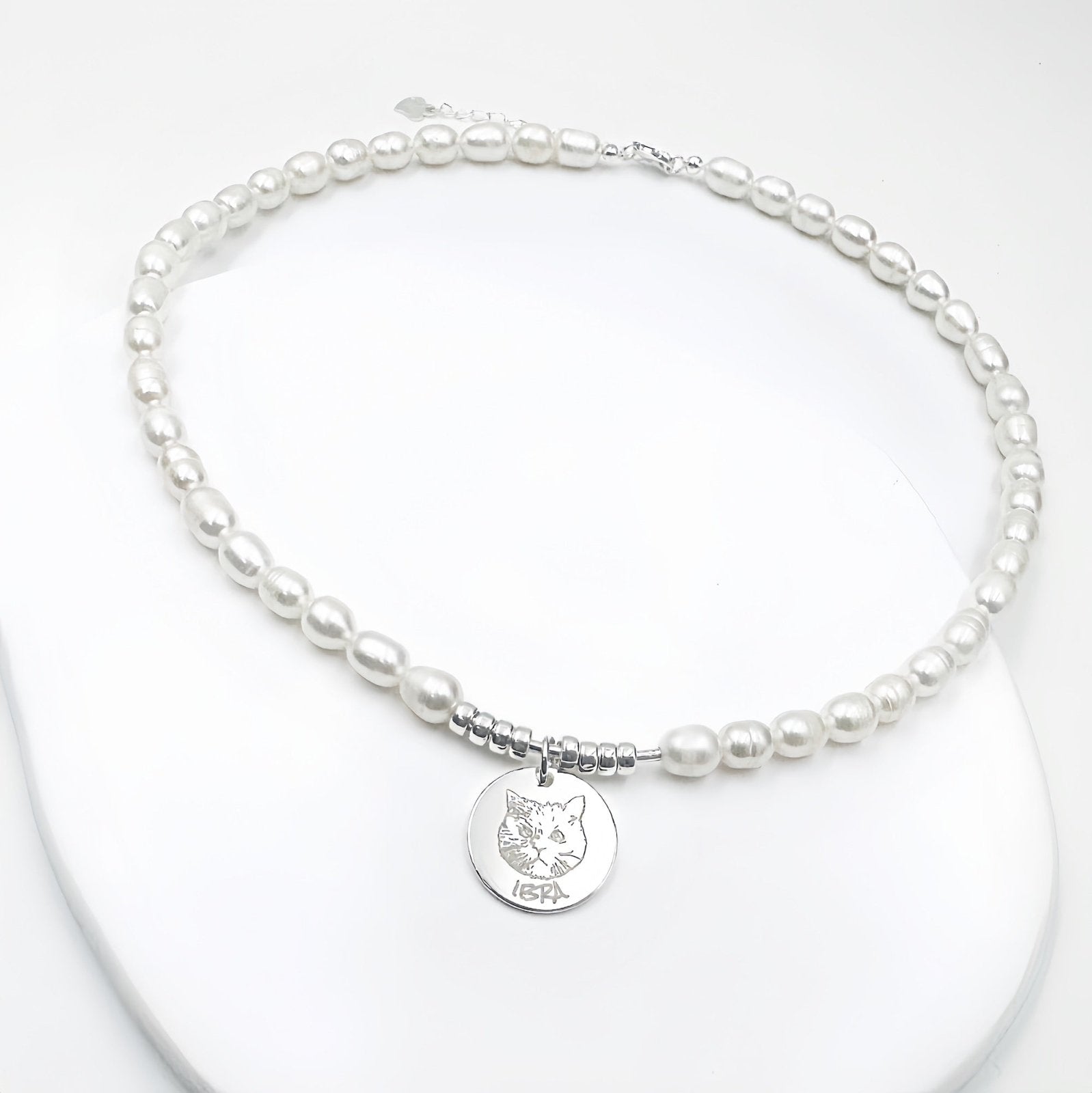 Boltiesd™ Custom Pet Pearl Necklace in Sterling Silver S925