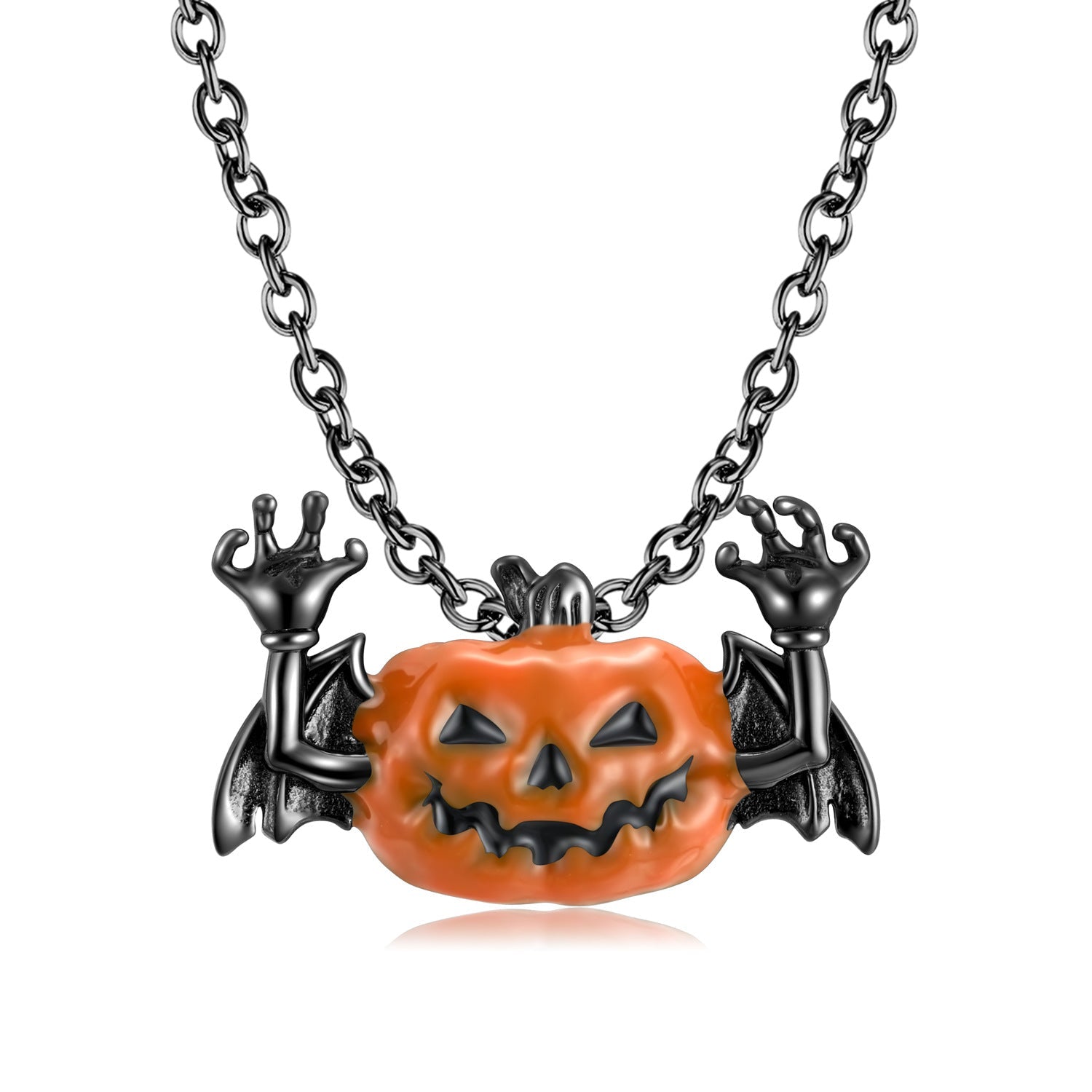 Boltiesd™ Dark Pumpkin Bat Necklace in Sterling Silver S925 for Halloween - Boltiesd™