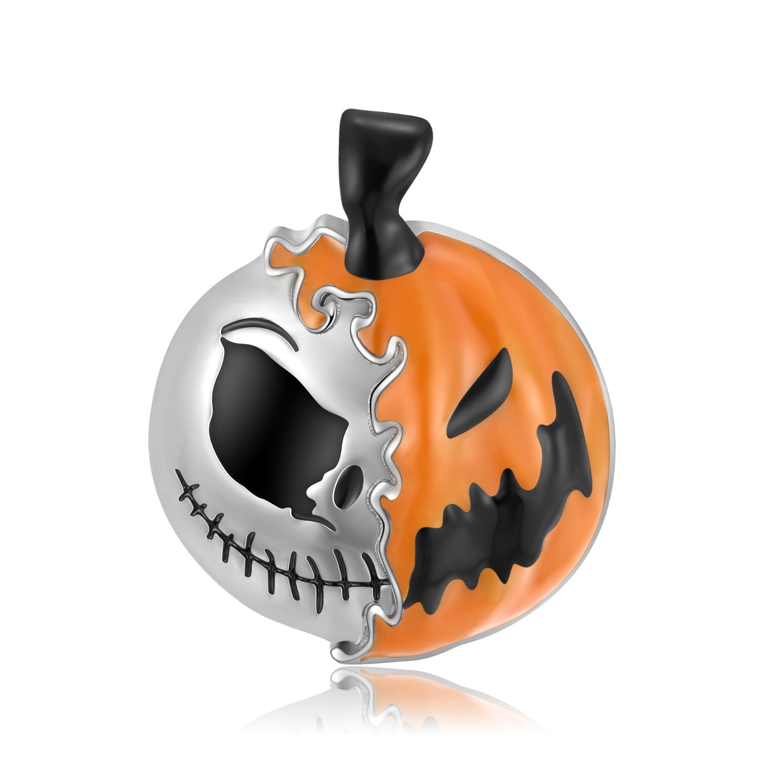 Boltiesd™ Double Sided Pumpkin Skull Necklace in Sterling Silver S925 for Halloween - Boltiesd™