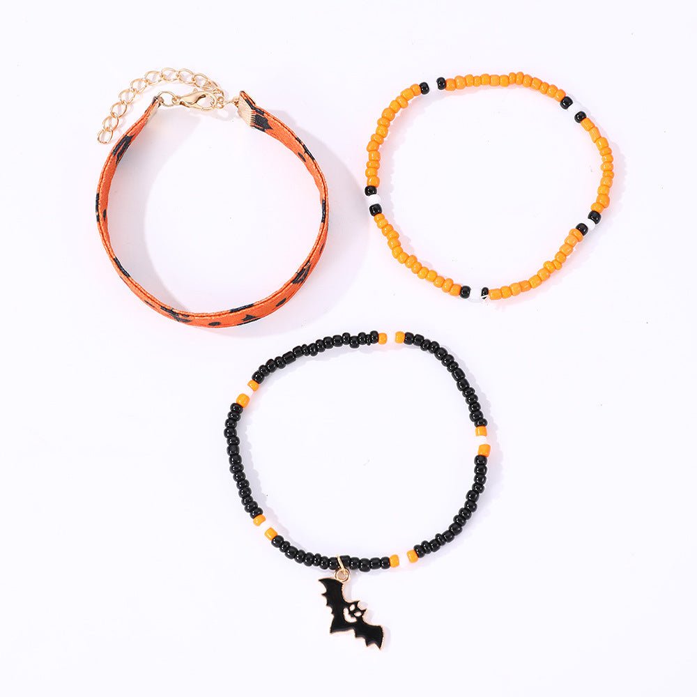 Boltiesd™ Girl Skull Pumpkin Bat Pendant Leather Bracelet for Halloween - Boltiesd™