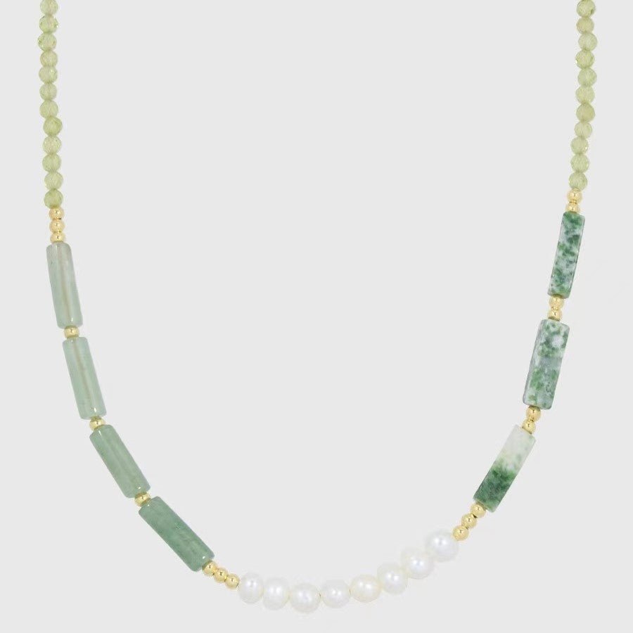 Boltiesd™ Green Stone And Natural Pearl Necklace - Boltiesd™